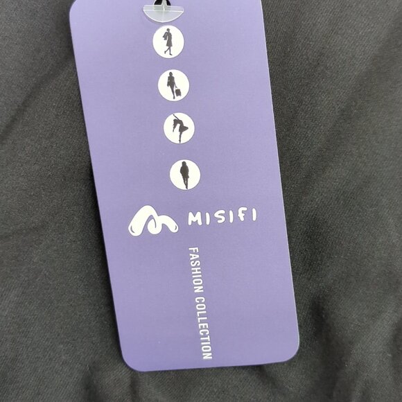 Misifi Square Neck Puff Sleeves Women's Blouse Top 2XL Black - Picture 7 of 8